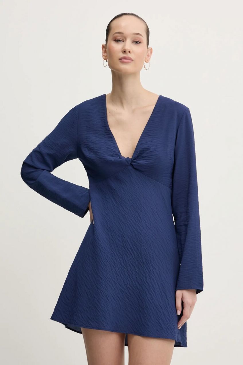 Šaty Abercrombie & Fitch tmavomodrá farba, mini, áčkový strih, KI159-5690