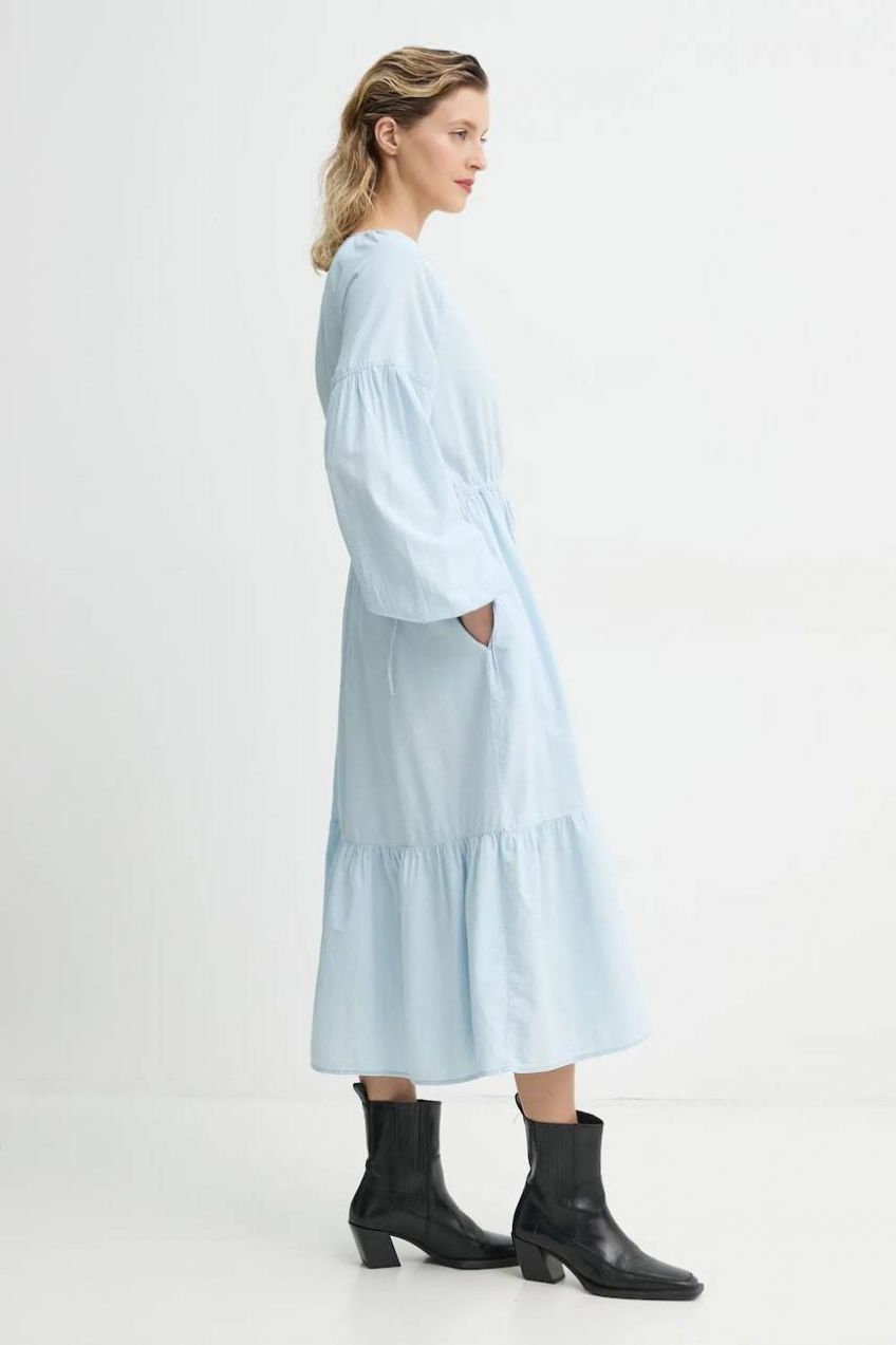 Bavlnené šaty Levi's JOLENE LS MAXI DRESS midi, áčkový strih, 001HS
