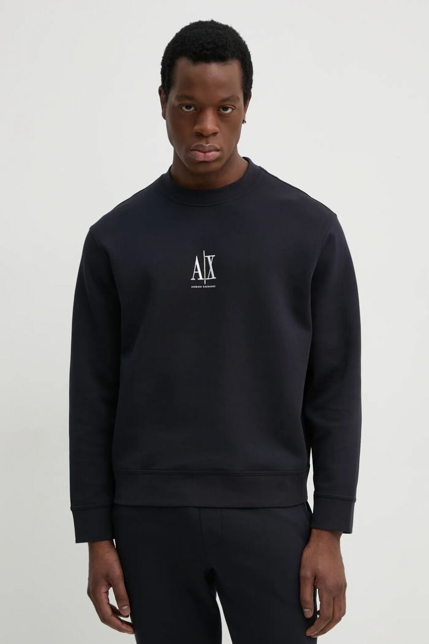Mikina Armani Exchange pánska, tmavomodrá farba, s nášivkou, XM000368 AF10818