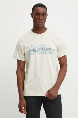 Tričko Fjallraven Multicolor Logo pánske, béžová farba, s potlačou, F12600268