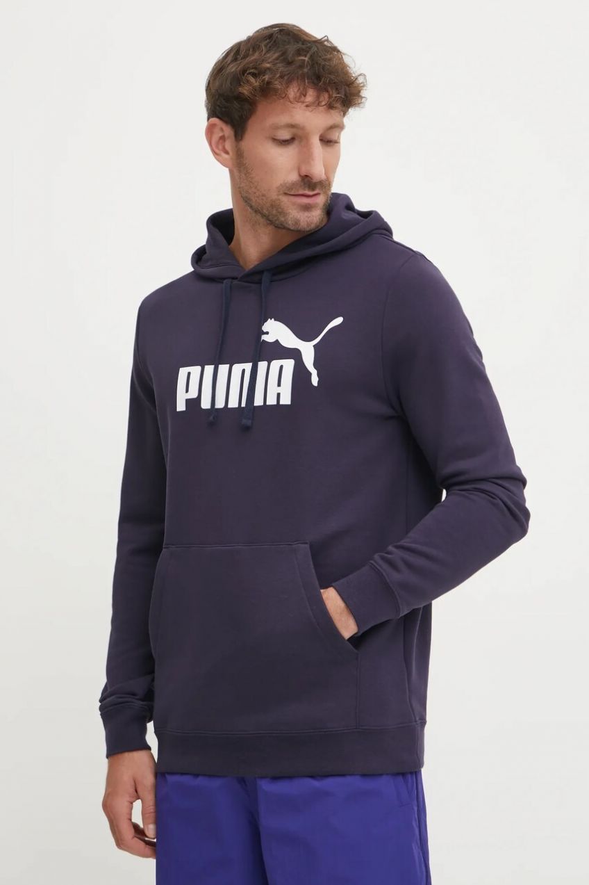 Mikina Puma pánska, tmavomodrá farba, s kapucňou, s potlačou, 682572
