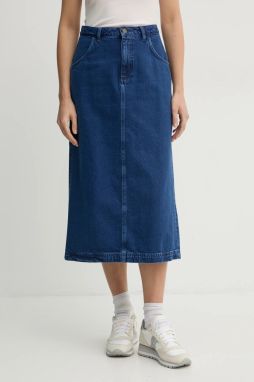 Rifľová sukňa American Vintage midi, rovný strih, JOY13EE25