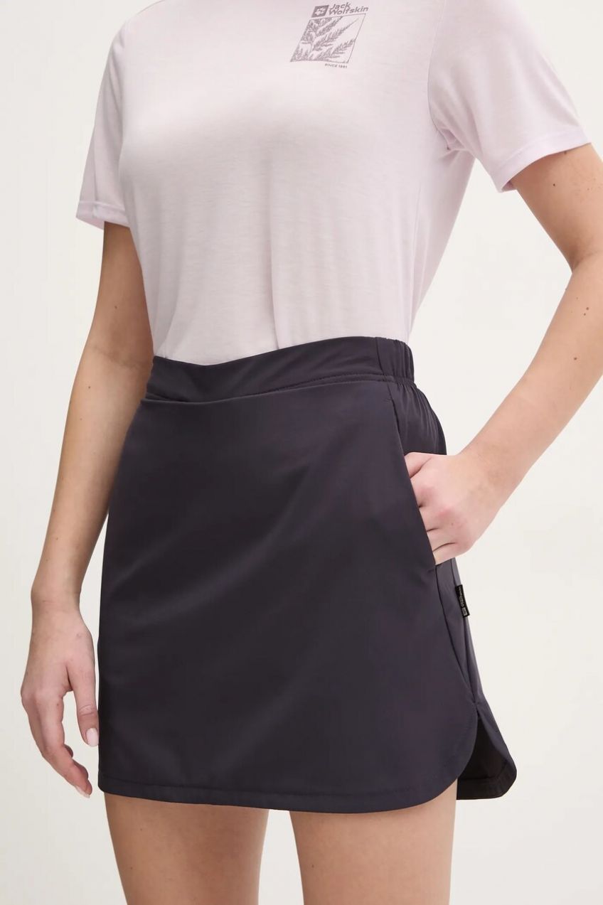 Športová sukňa Jack Wolfskin Waimea Skort tmavomodrá farba, mini, rovný strih, A63890