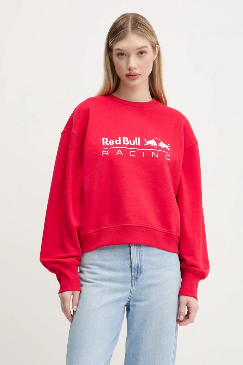 Mikina Red Bull Racing x Pepe Jeans LOGO CREW dámska, červená farba, s potlačou, RL580012