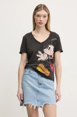 Bavlnené tričko Desigual MICKEY JOKER dámske, šedá farba, 25SWTKAG
