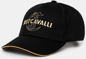 Bavlnená šiltovka Just Cavalli čierna farba, s nášivkou, 78QAZK50 ZG318