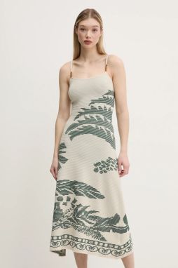Šaty Desigual MARSELLA béžová farba, maxi, áčkový strih, 25SWVF11