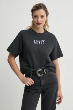 Bavlnené tričko Levi's GR DIANA SS SWEATSHIRT dámske, šedá farba, 001JX