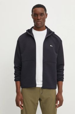 Mikina Jack Wolfskin Mogari pánska, tmavomodrá farba, s kapucňou, jednofarebná, A63849