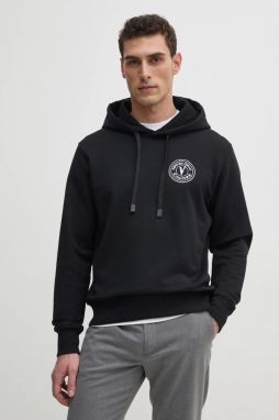 Bavlnená mikina Versace Jeans Couture pánska, čierna farba, s kapucňou, jednofarebná, 78GAIE07 CF00E
