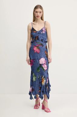 Šaty Desigual APOLO tmavomodrá farba, maxi, priliehavá, 25SWVK16