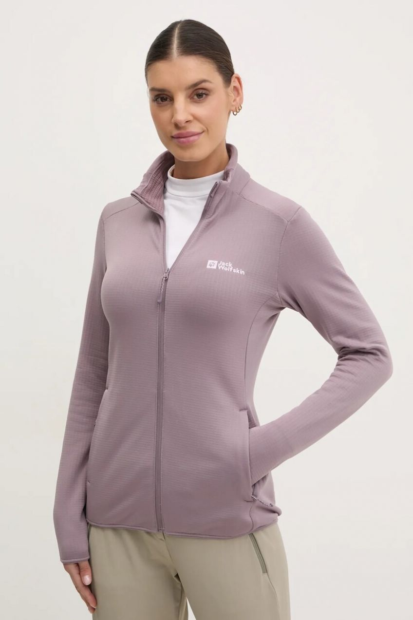 Športová mikina Jack Wolfskin Kolbenberg ružová farba, jednofarebná, A63965