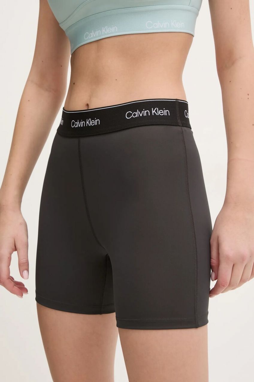 Tréningové šortky Calvin Klein Performance čierna farba, s potlačou, vysoký pás, LVGWS5L706