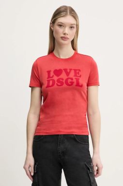 Tričko Desigual LOVE DSGL dámske, červená farba, 25SWTK10