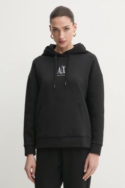 Mikina Armani Exchange dámska, čierna farba, s kapucňou, s nášivkou, XW000823 AF10818