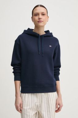 Bavlnená mikina Tommy Hilfiger dámska, tmavomodrá farba, s kapucňou, jednofarebná, WW0WW45979