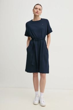 Bavlnené šaty Tommy Hilfiger tmavomodrá farba, mini, áčkový strih, WW0WW45520