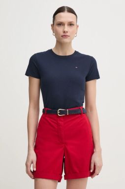 Bavlnené tričko Tommy Hilfiger dámske, tmavomodrá farba, WW0WW44433