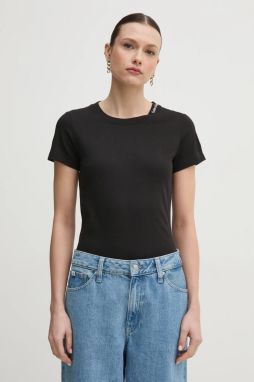 Bavlnené tričko Calvin Klein Jeans dámske, čierna farba, J20J225540