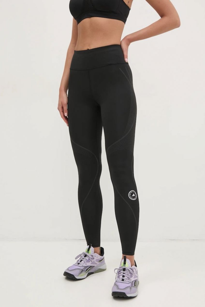 Tréningové legíny adidas by Stella McCartney TruePace čierna farba, s potlačou, JF3798