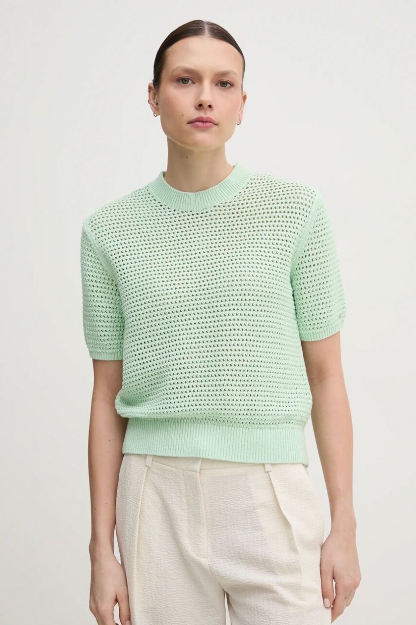 Tričko Tommy Hilfiger dámske, zelená farba, WW0WW45950