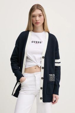 Bavlnený kardigán Guess Jeans dámsky, tmavomodrá farba, W5RR49 Z3HM1