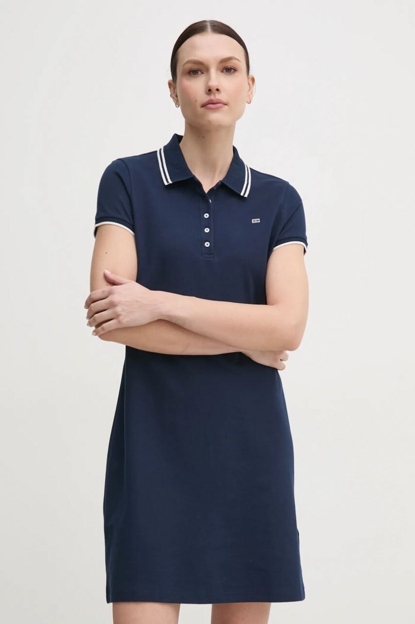 Šaty Tommy Hilfiger tmavomodrá farba, mini, rovný strih, WW0WW45532