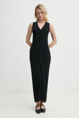 Bavlnené šaty Filippa K čierna farba, maxi, priliehavá, 31090