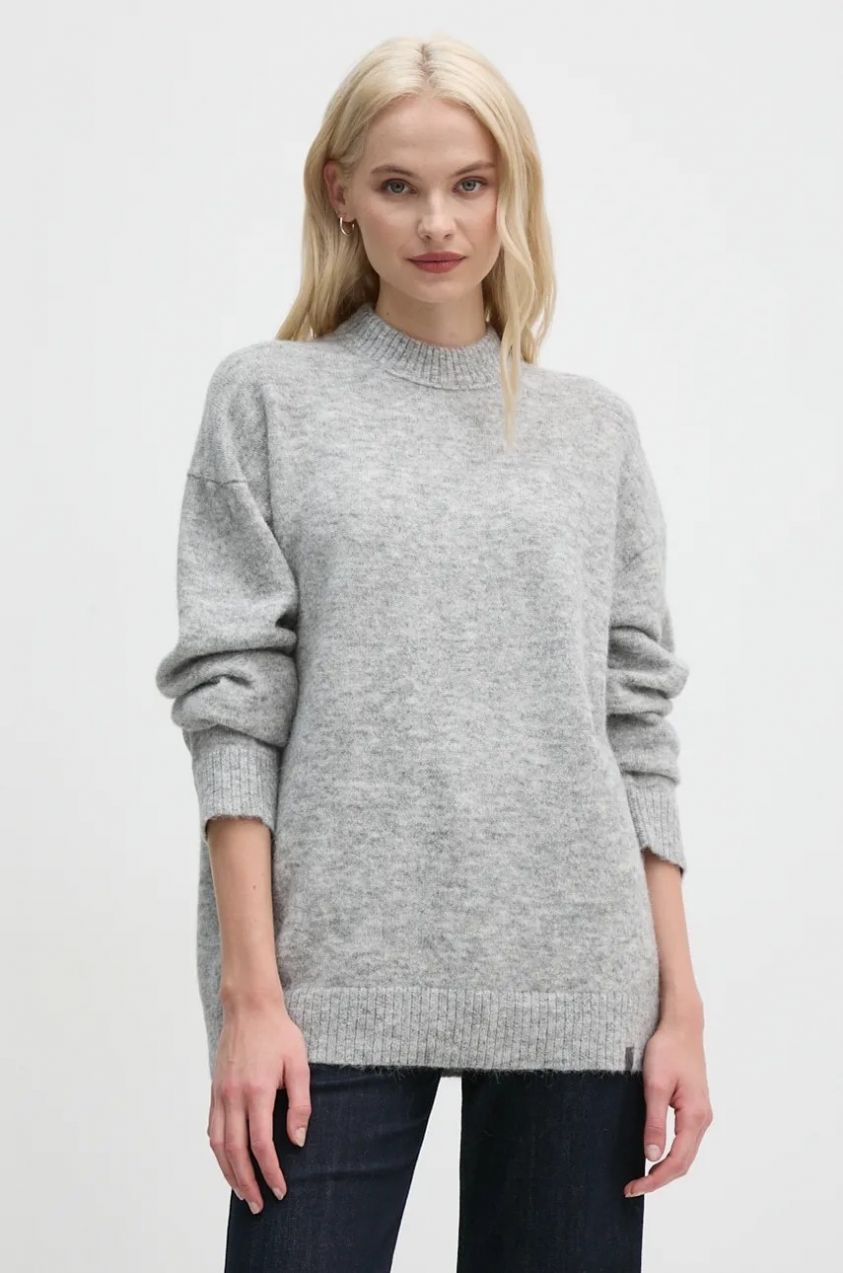 Sveter Calvin Klein Jeans dámsky, šedá farba, s polorolákom, J20J224636