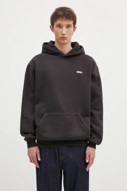 Mikina Butter Goods Basic Pullover Hood pánska, čierna farba, s kapucňou, jednofarebná, BG243203
