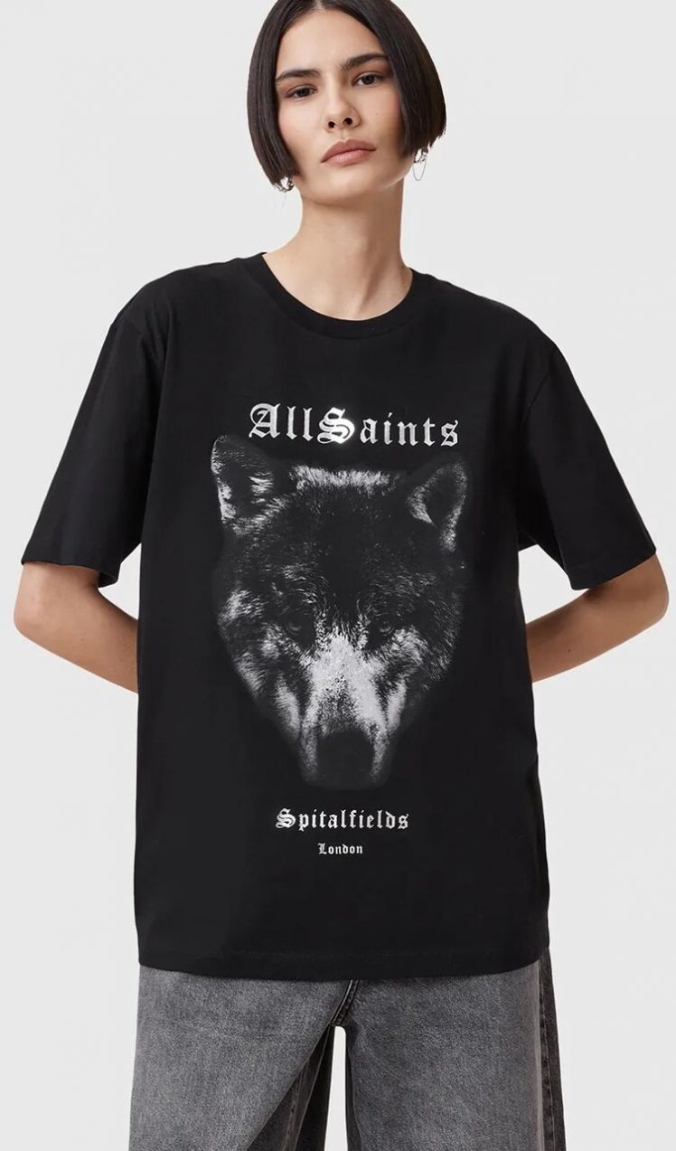 Bavlnené tričko AllSaints DAWN dámske, čierna farba, W016JC