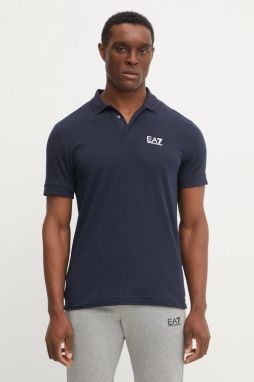 Polo tričko EA7 Emporio Armani pánske, tmavomodrá farba, s potlačou, PJVQZ.8NPF14