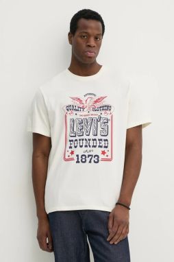 Bavlnené tričko Levi's SS RELAXED FIT TEE pánske, béžová farba, s potlačou, 16143