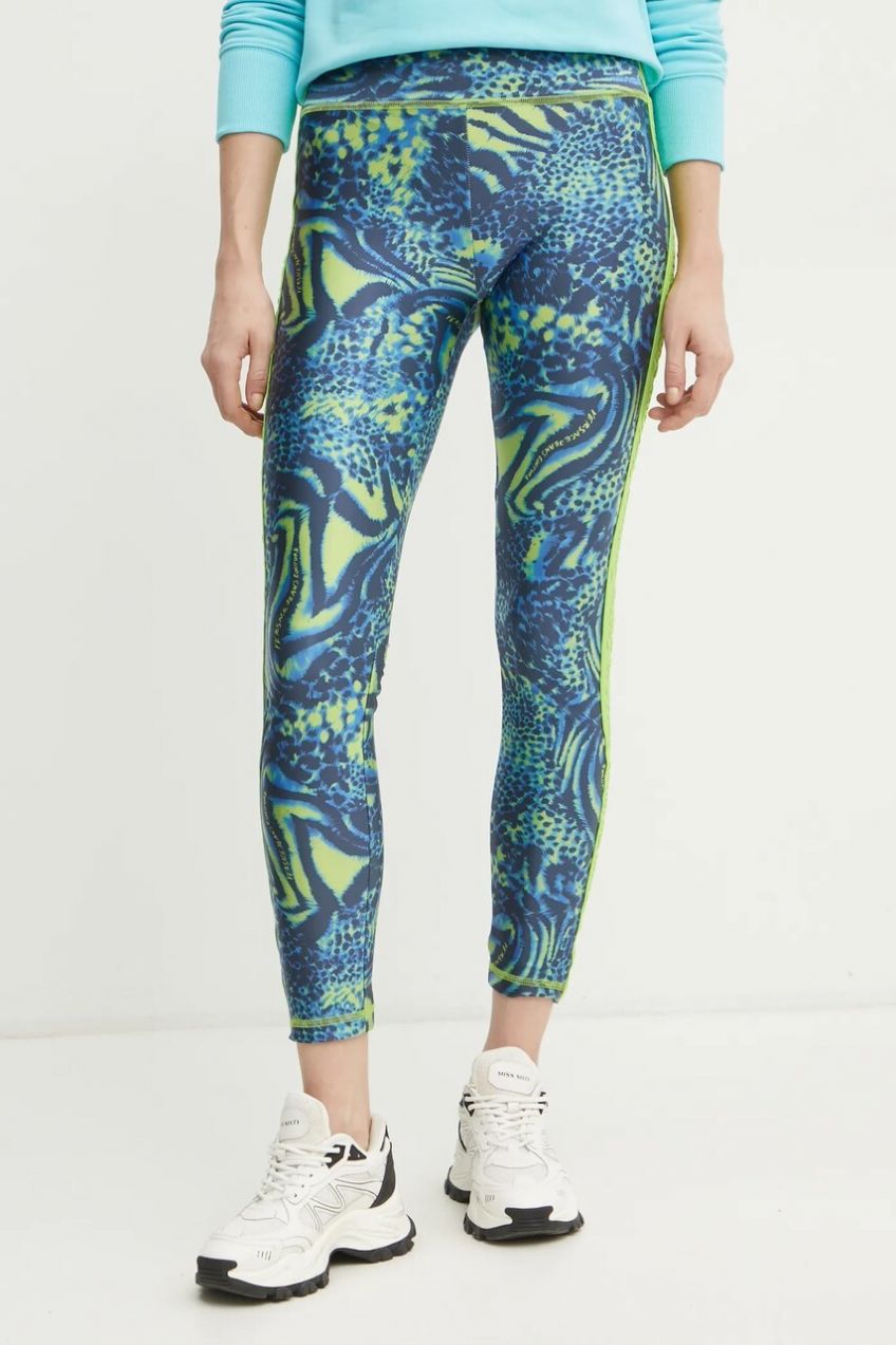Legíny Versace Jeans Couture dámske, tmavomodrá farba, vzorované, 78HAC114 JS438