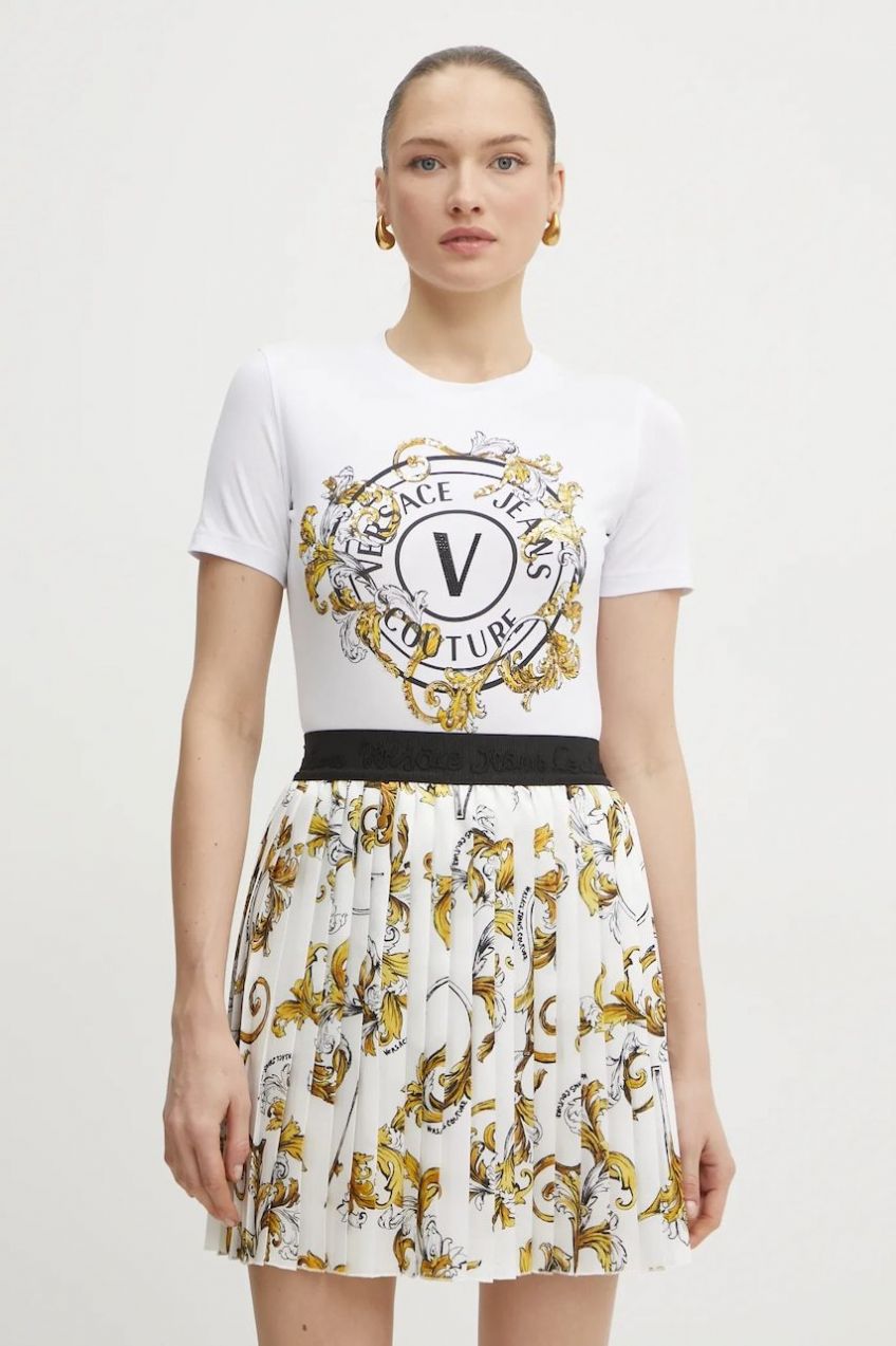 Tričko Versace Jeans Couture dámske, biela farba, 78HAHC01 CJ02C