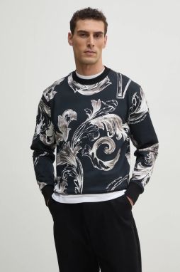 Bavlnená mikina Versace Jeans Couture pánska, čierna farba, vzorovaná, 78GAI3R0 FS190