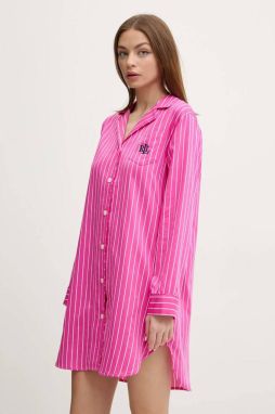 Pyžamová košeľa Lauren Ralph Lauren dámska, ružová farba, ILN32399