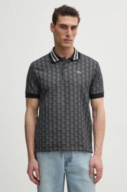 Polo tričko Lacoste pánske, šedá farba, vzorované, DH1417