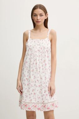 Bavlnená nočná košeľa Lauren Ralph Lauren dámska, biela farba, bavlnená, ILN22408