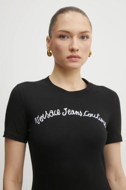 Tričko Versace Jeans Couture dámske, čierna farba, 78HAHC08 CJ02C