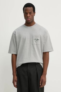 Bavlnené tričko Levi's HALF SLEEVE GR PCKT T pánsky, šedá farba, jednofarebný, 001MH