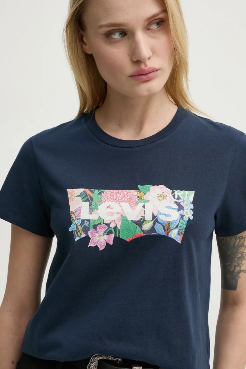 Bavlnené tričko Levi's LSE THE PERFECT TEE dámske, tmavomodrá farba, A2086