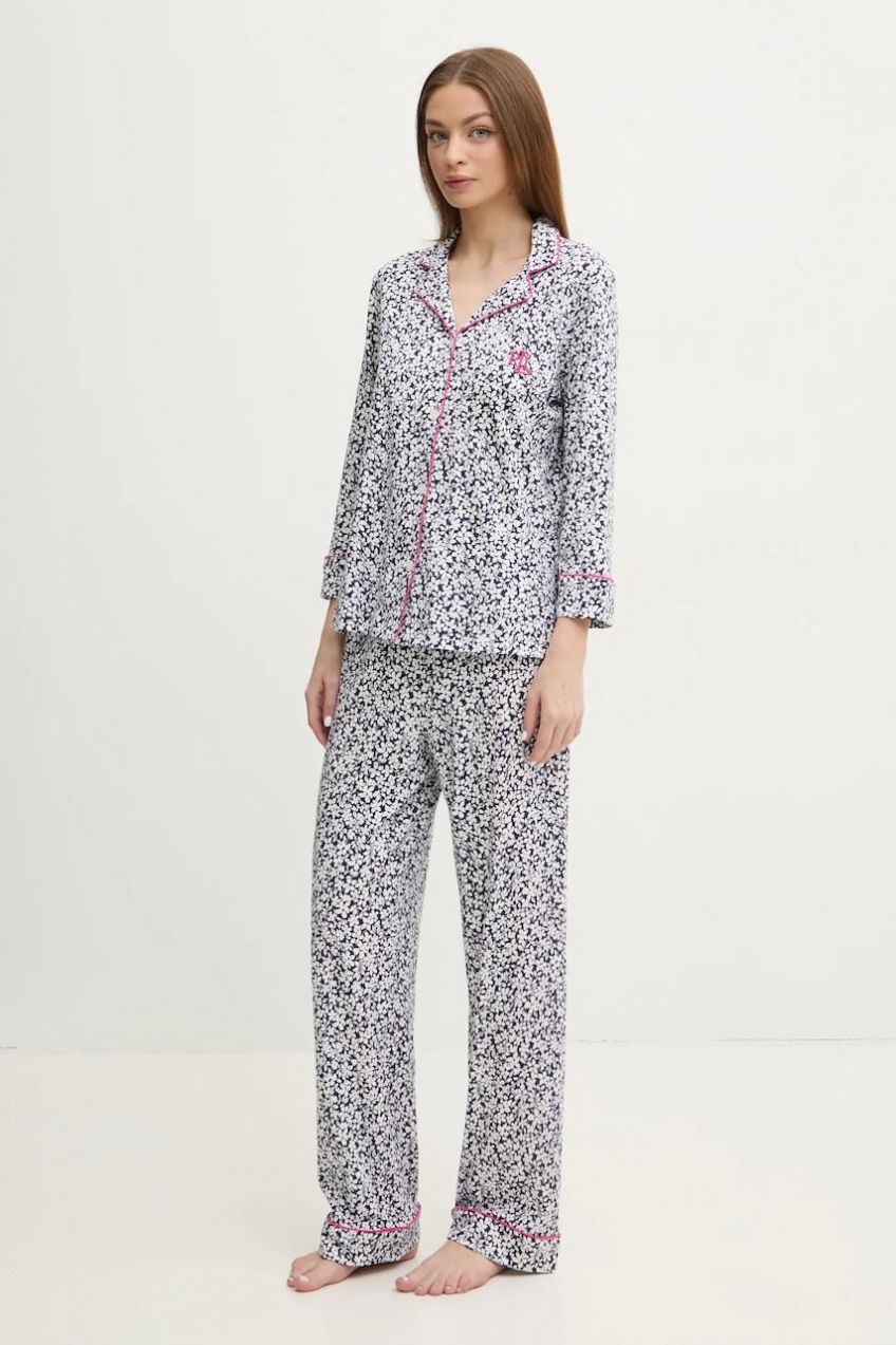 Pyžamo Lauren Ralph Lauren dámske, tmavomodrá farba, ILN92401