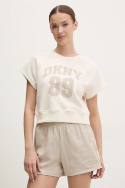 Bavlnené tričko Dkny dámsky, béžová farba, DP5T1231