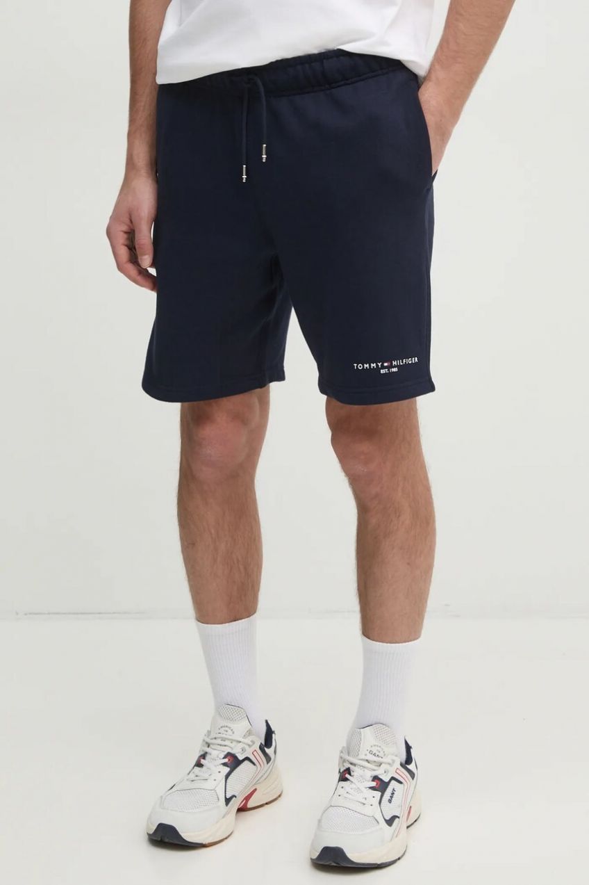 Bavlnené šortky Tommy Hilfiger pánske, tmavomodrá farba, MW0MW38698