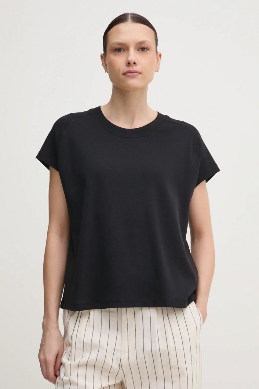 Bavlnené tričko Tommy Hilfiger dámske, čierna farba, WW0WW44544