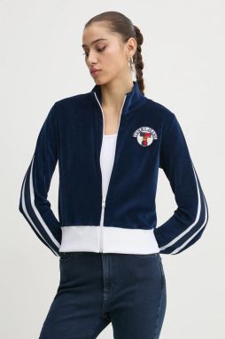 Mikina Tommy Jeans dámska, tmavomodrá farba, jednofarebná, DW0DW20565