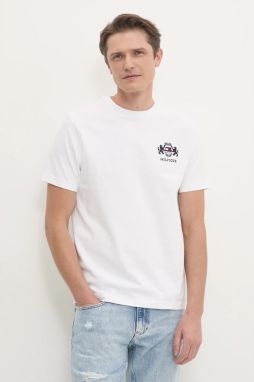 Tričko Tommy Hilfiger pánske, biela farba, s potlačou, MW0MW38076