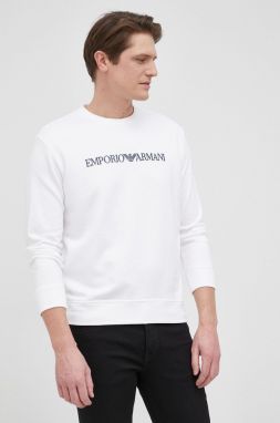 Mikina Emporio Armani pánska, biela farba, s potlačou, 8N1MR6 1JRIZ