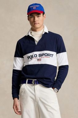 Bavlnené tričko s dlhým rukávom Polo Ralph Lauren tmavomodrá farba, jednofarebný, 710938458